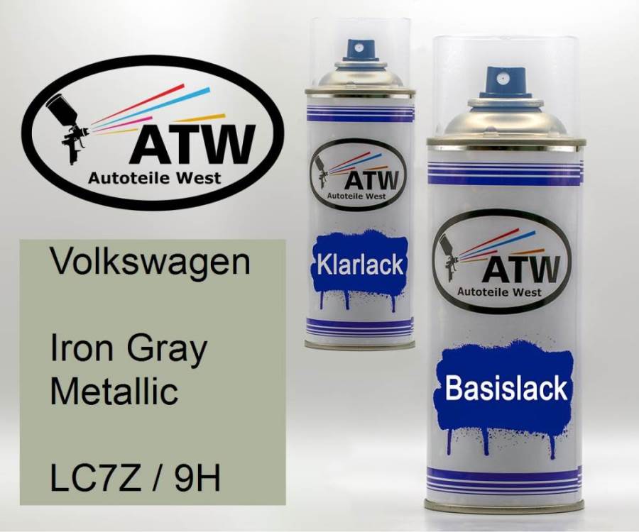 Volkswagen, Iron Gray Metallic, LC7Z / 9H: 400ml Sprühdose + 400ml Klarlack - Set, von ATW Autoteile West.